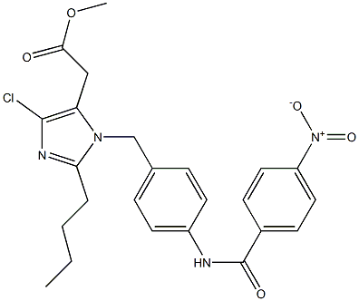 2-Butyl-4-chloro-1-[4-[4-nitrobenzoylamino]benzyl]-1H-imidazole-5-acetic acid methyl ester Struktur