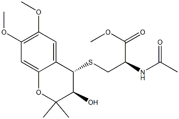 S-[[(3R,4S)-3,4-Dihydro-3-hydroxy-6,7-dimethoxy-2,2-dimethyl-2H-1-benzopyran]-4-yl]-N-acetyl-L-cysteine methyl ester Struktur