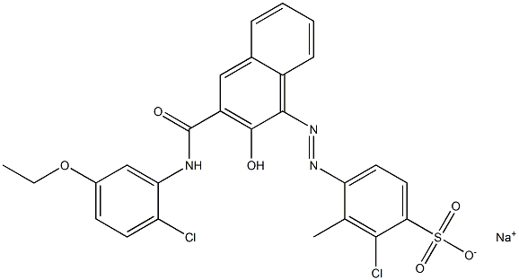 2-Chloro-3-methyl-4-[[3-[[(2-chloro-5-ethoxyphenyl)amino]carbonyl]-2-hydroxy-1-naphtyl]azo]benzenesulfonic acid sodium salt Struktur