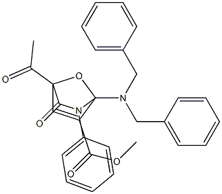 4-Acetyl-1-(dibenzylamino)-3-oxo-2-phenyl-7-oxa-2-azabicyclo[2.2.1]hept-5-ene-6-carboxylic acid methyl ester Struktur