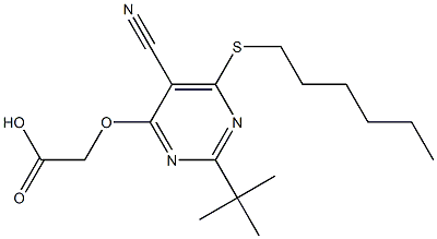 [2-tert-Butyl-5-cyano-6-hexylthio-4-pyrimidinyloxy]acetic acid Struktur