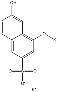 6-Hydroxy-4-potassiooxy-2-naphthalenesulfonic acid potassium salt Struktur