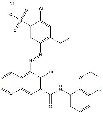 2-Chloro-4-ethyl-5-[[3-[[(3-chloro-2-ethoxyphenyl)amino]carbonyl]-2-hydroxy-1-naphtyl]azo]benzenesulfonic acid sodium salt Struktur