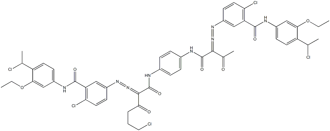 3,3'-[2-(2-Chloroethyl)-1,4-phenylenebis[iminocarbonyl(acetylmethylene)azo]]bis[N-[4-(1-chloroethyl)-3-ethoxyphenyl]-6-chlorobenzamide] Struktur