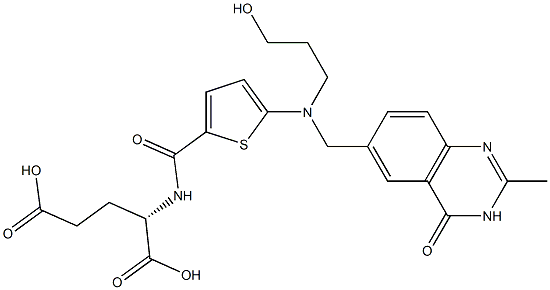 (2S)-2-[5-[N-(3-Hydroxypropyl)-N-[[(3,4-dihydro-2-methyl-4-oxoquinazolin)-6-yl]methyl]amino]-2-thienylcarbonylamino]glutaric acid Struktur