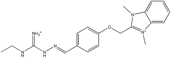 1,3-Dimethyl-2-[4-[2-[iminio(ethylamino)methyl]hydrazonomethyl]phenoxymethyl]1H-benzimidazol-3-ium Struktur