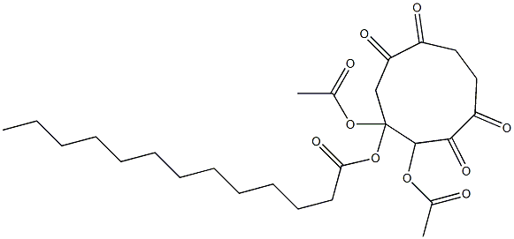 2,3-Bis(acetyloxy)-1,5-dioxa-6,9-dioxo-3-tridecanoyloxycyclononane Struktur