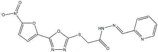 N2-(Pyridin-2-ylmethylene)-2-[5-(5-nitro-2-furyl)-1,3,4-oxadiazol-2-ylthio]acetohydrazide Struktur