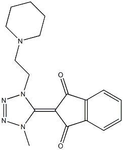 2-[1-Methyl-4-(2-piperidinoethyl)-1H-tetrazol-5(4H)-ylidene]indane-1,3-dione Struktur