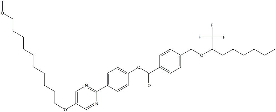 4-[[1-(Trifluoromethyl)heptyl]oxymethyl]benzoic acid 4-[5-(10-methoxydecyloxy)pyrimidin-2-yl]phenyl ester Struktur