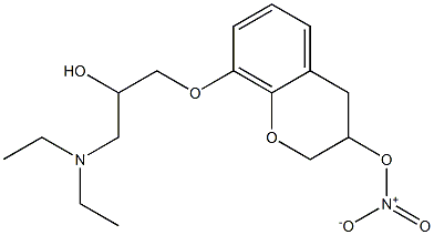 3,4-Dihydro-8-[2-hydroxy-3-[diethylamino]propoxy]-2H-1-benzopyran-3-ol 3-nitrate Struktur