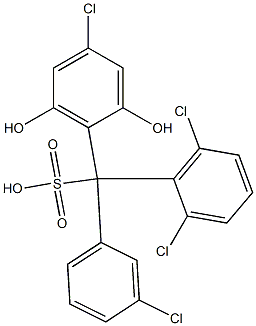 (3-Chlorophenyl)(2,6-dichlorophenyl)(4-chloro-2,6-dihydroxyphenyl)methanesulfonic acid Struktur