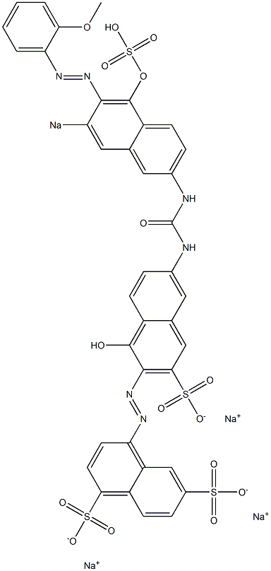 1'-Hydroxy-6'-[N'-[5-hydroxy-6-[(2-methoxyphenyl)azo]-7-sodiosulfo-2-naphthalenyl]ureido][1,2'-azobisnaphthalene]-3',4,7-trisulfonic acid trisodium salt Struktur