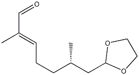 [S,(-)]-7-(1,3-Dioxolane-2-yl)-2,6-dimethyl-2-heptenal Struktur