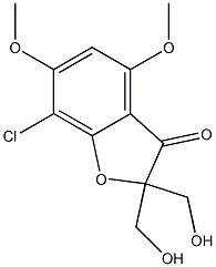 2,2-Bis(hydroxymethyl)-4,6-dimethoxy-7-chlorobenzofuran-3(2H)-one Struktur