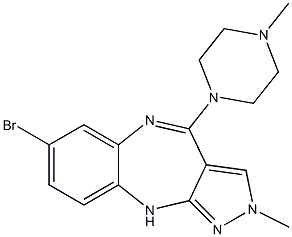 2-Methyl-4-(4-methylpiperazin-1-yl)-7-bromo-2,10-dihydropyrazolo[3,4-b][1,5]benzodiazepine Struktur