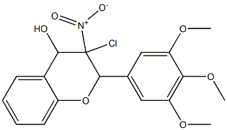 3-Chloro-3,4-dihydro-4-hydroxy-3-nitro-2-(3-methoxy-4-methoxy-5-methoxyphenyl)-2H-1-benzopyran Struktur