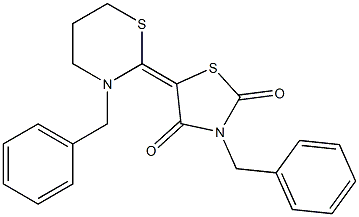 3-Benzyl-5-[(tetrahydro-3-benzyl-2H-1,3-thiazin)-2-ylidene]thiazolidine-2,4-dione Struktur