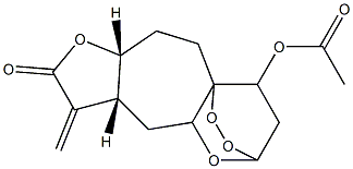 (3aR,10aR)-3a,4,4a,7,8,9,10,10a-Octahydro-8-acetoxy-3-methylene-6H-6,8a-epidioxy-furo[2',3':5,6]cyclohepta[1,2-b]pyran-2(3H)-one Struktur