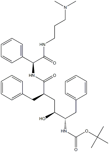 (2S)-2-[[(2R,4S,5S)-5-(tert-Butoxycarbonylamino)-2-benzyl-4-hydroxy-6-phenylhexanoyl]amino]-N-(3-dimethylaminopropyl)-2-phenylacetamide Struktur