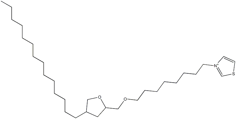 3-[8-[[Tetrahydro-4-tetradecylfuran]-2-ylmethoxy]octyl]thiazolium Struktur