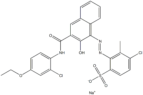 4-Chloro-3-methyl-2-[[3-[[(2-chloro-4-ethoxyphenyl)amino]carbonyl]-2-hydroxy-1-naphtyl]azo]benzenesulfonic acid sodium salt Struktur