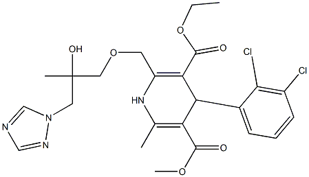 2-[[2-Hydroxy-2-methyl-3-(1H-1,2,4-triazol-1-yl)propyloxy]methyl]-4-(2,3-dichlorophenyl)-1,4-dihydro-6-methylpyridine-3,5-dicarboxylic acid 3-ethyl 5-methyl ester Struktur