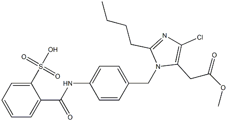 2-Butyl-4-chloro-1-[4-[2-(hydroxysulfonyl)benzoylamino]benzyl]-1H-imidazole-5-acetic acid methyl ester Struktur