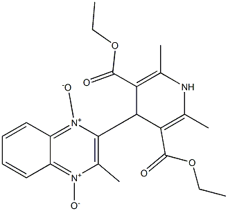 1,4-Dihydro-4-[[3-methylquinoxaline 1,4-dioxide]-2-yl]-2,6-dimethylpyridine-3,5-dicarboxylic acid diethyl ester Struktur