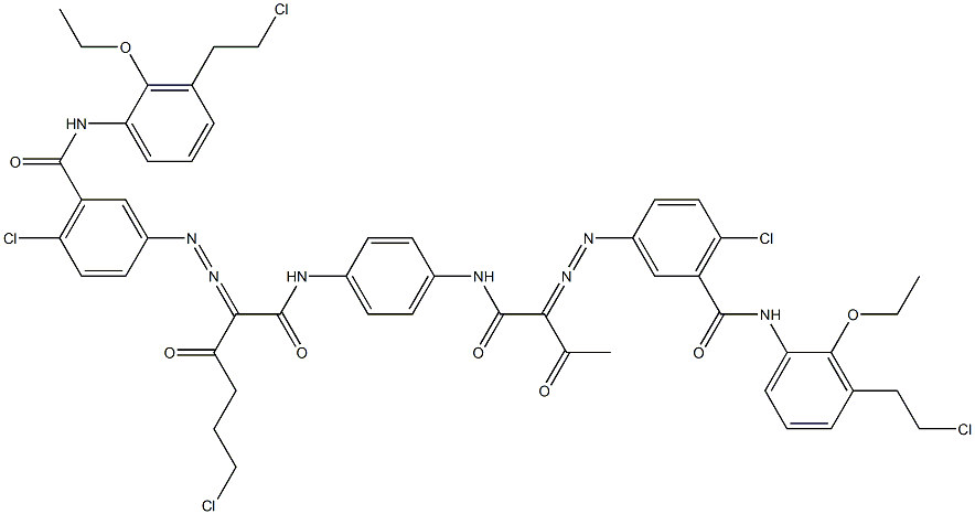 3,3'-[2-(2-Chloroethyl)-1,4-phenylenebis[iminocarbonyl(acetylmethylene)azo]]bis[N-[3-(2-chloroethyl)-2-ethoxyphenyl]-6-chlorobenzamide] Struktur