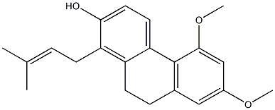 9,10-Dihydro-5,7-dimethoxy-1-(3-methyl-2-butenyl)phenanthren-2-ol Struktur