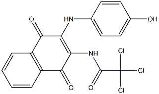 2-(4-Hydroxyphenyl)amino-3-(trichloroacetyl)amino-1,4-naphthoquinone Struktur