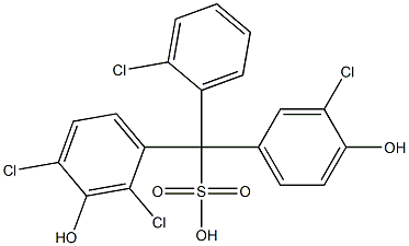 (2-Chlorophenyl)(3-chloro-4-hydroxyphenyl)(2,4-dichloro-3-hydroxyphenyl)methanesulfonic acid Struktur