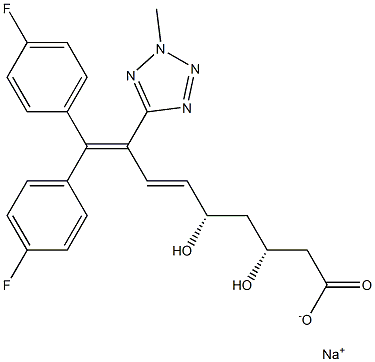 (3R,5S,6E)-9,9-Bis(4-fluorophenyl)-3,5-dihydroxy-8-(2-methyl-2H-tetrazol-5-yl)-6,8-nonadienoic acid sodium salt Struktur