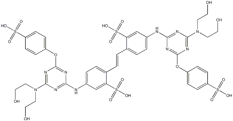 4,4'-Bis[4-[bis(2-hydroxyethyl)amino]-6-(p-sulfophenoxy)-1,3,5-triazin-2-ylamino]-2,2'-stilbenedisulfonic acid Struktur