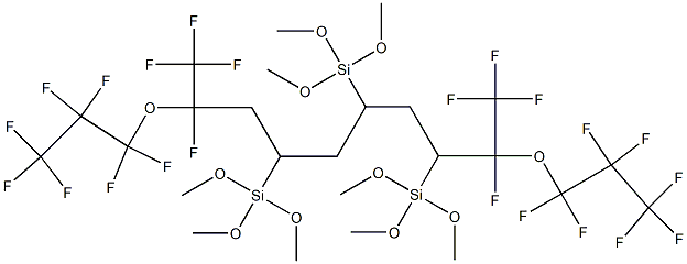 1,1,1,2,9,10,10,10-Octafluoro-3,5,7-tris(trimethoxysilyl)-2,9-bis(heptafluoropropoxy)decane Struktur