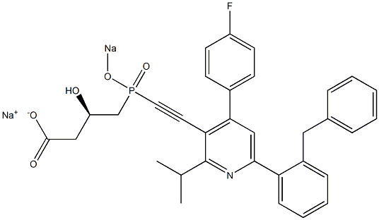 (3R)-4-[[[4-(4-Fluorophenyl)-2-isopropyl-6-(2-benzylphenyl)-3-pyridinyl]ethynyl]sodiooxyphosphinyl]-3-hydroxybutyric acid sodium salt Struktur