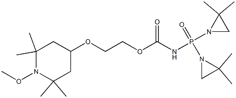 N-[Bis(2,2-dimethyl-1-aziridinyl)phosphinyl]carbamic acid 2-[(1-methoxy-2,2,6,6-tetramethyl-4-piperidyl)oxy]ethyl ester Struktur