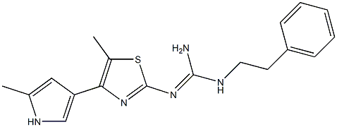 2-[[Amino(phenethylamino)methylene]amino]-5-methyl-4-(2-methyl-1H-pyrrol-4-yl)thiazole Struktur