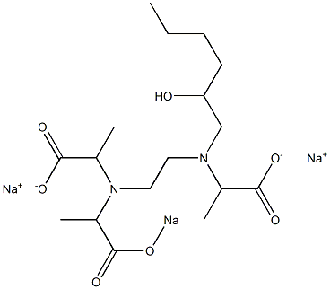 3-(2-Hydroxyhexyl)-6-(1-sodiooxycarbonylethyl)-2,7-dimethyl-3,6-diazaoctanedioic acid disodium salt Struktur