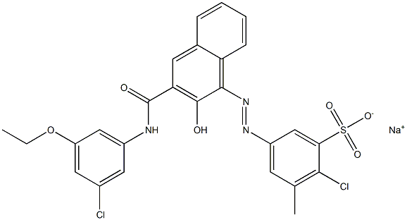 2-Chloro-3-methyl-5-[[3-[[(3-chloro-5-ethoxyphenyl)amino]carbonyl]-2-hydroxy-1-naphtyl]azo]benzenesulfonic acid sodium salt Struktur