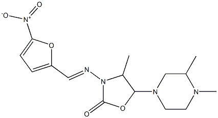 5-(3,4-Dimethyl-1-piperazinyl)methyl-3-(5-nitrofurfurylidene)amino-2-oxazolidinone Struktur