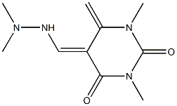 4,5-Dihydro-1,3-dimethyl-6-methylene-5-[(dimethylamino)aminomethylene]pyrimidine-2,4(1H,3H)-dione Struktur