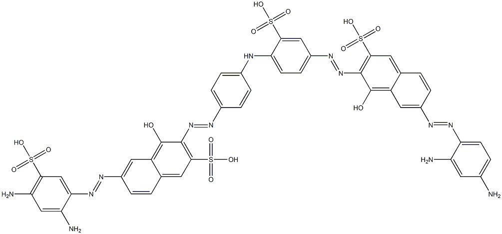 6-[(2,4-Diaminophenyl)azo]-3-[[4-[[4-[[7-[(2,4-diamino-5-sulfophenyl)azo]-1-hydroxy-3-sulfonaphthalen-2-yl]azo]phenyl]amino]-3-sulfophenyl]azo]-4-hydroxy-2-naphthalenesulfonic acid Struktur