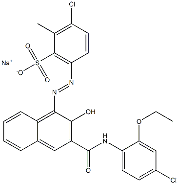 3-Chloro-2-methyl-6-[[3-[[(4-chloro-2-ethoxyphenyl)amino]carbonyl]-2-hydroxy-1-naphtyl]azo]benzenesulfonic acid sodium salt Struktur