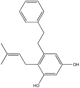 4-(3-Methyl-2-butenyl)-5-phenethylbenzene-1,3-diol Struktur