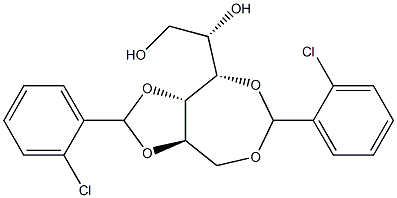 1-O,4-O:2-O,3-O-Bis(2-chlorobenzylidene)-L-glucitol Struktur