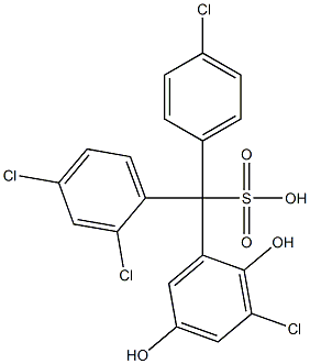 (4-Chlorophenyl)(2,4-dichlorophenyl)(3-chloro-2,5-dihydroxyphenyl)methanesulfonic acid Struktur