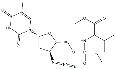 3'-Azido-3'-deoxythymidine-5'-[[[1-isopropyl-2-methoxy-2-oxoethyl]amino]phosphonic acid methyl] ester Struktur