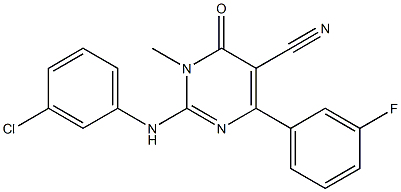 2-[(3-Chlorophenyl)amino]-3-methyl-4-oxo-6-(3-fluorophenyl)-3,4-dihydropyrimidine-5-carbonitrile Struktur